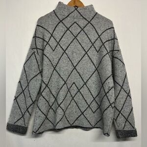 Christian Siriano Black and Gray Geometric Sweater